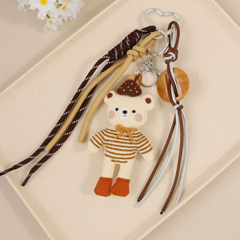 Cute Cartoon Little Bear Doll Braid Rope Pendant Accessories Miu Series Niche Doll Bag Pendant Keych