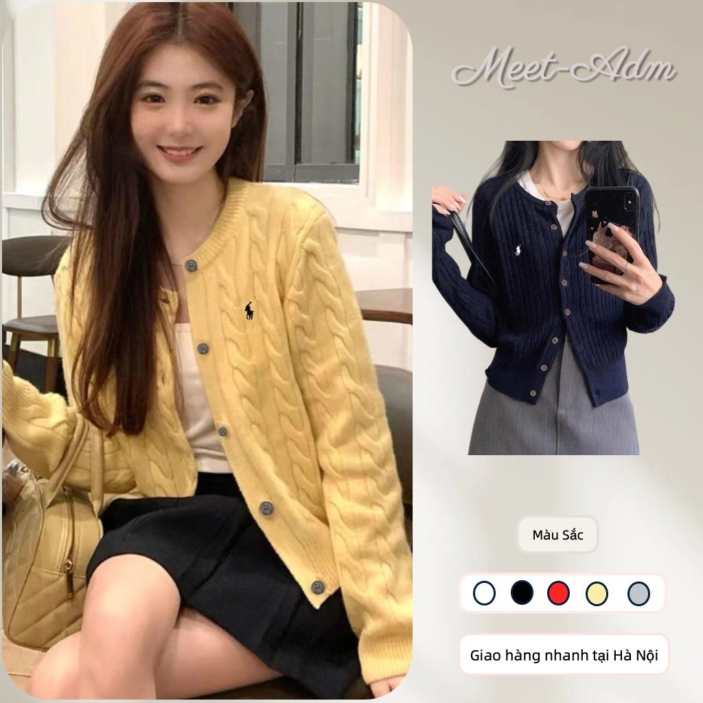 Meet-Adm Áo Len Cardigan Dệt Kim Cổ Tròn Thêu Hình Ngựa Con Thời Trang Mới Thu Đông Cho Nữ | BigBuy360 - bigbuy360.vn