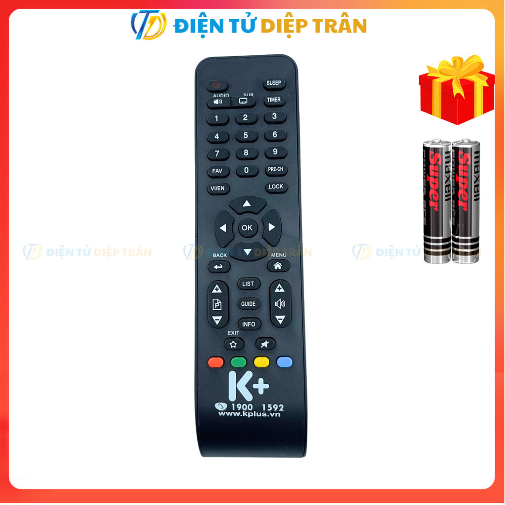 Remote điều khiển đầu thu truyền hình số vệ tinh HD K+ kplus 2018, Chảo - Tặng kèm pin - TT.Store_vn