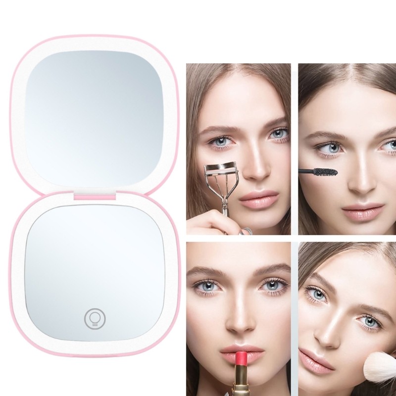 Ấm cúng LED Vanity Mirror 1X 10X Zoom Chế độ chiếu sáng đôi Chuyển đổi từ tính Gương có thể gập lại 