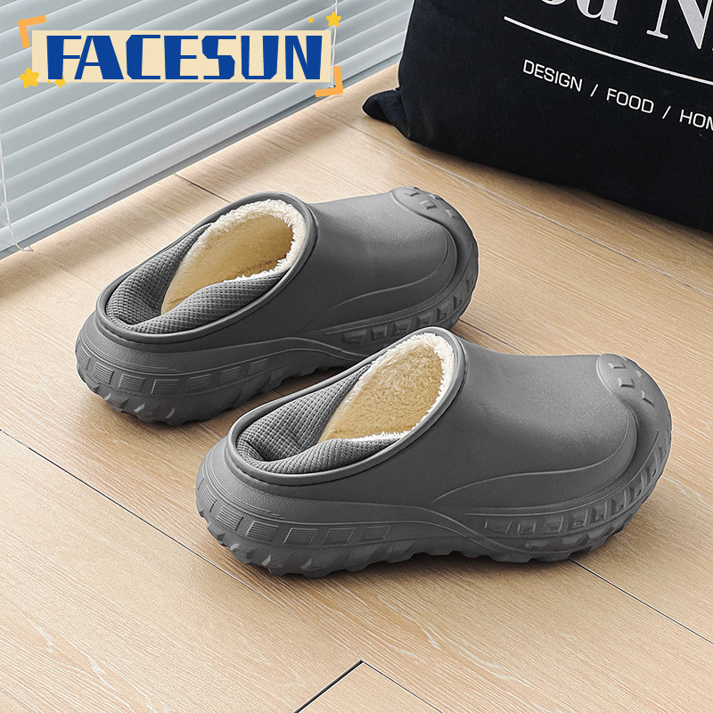 Giày cotton dày mới mùa đông FACESUN Dép chống trượt nam nữ