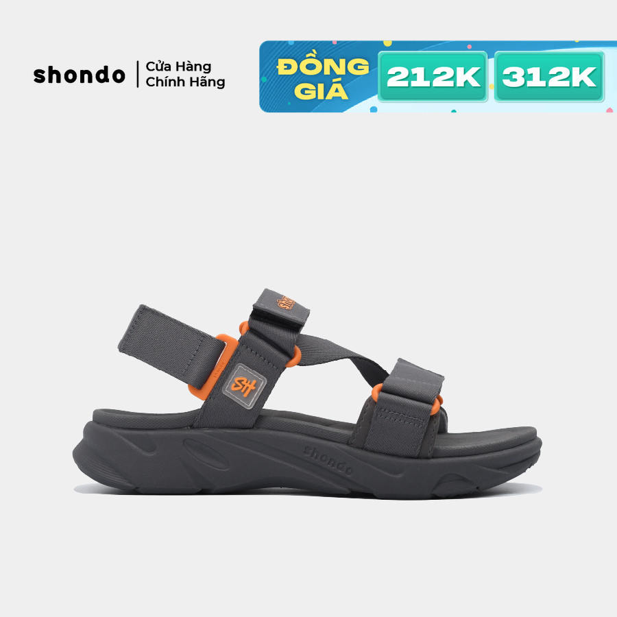 Giày Sandal Nam Nữ Shondo F8 Ver.2 Thời Trang Êm Ái Màu Xám Đậm F8M2222