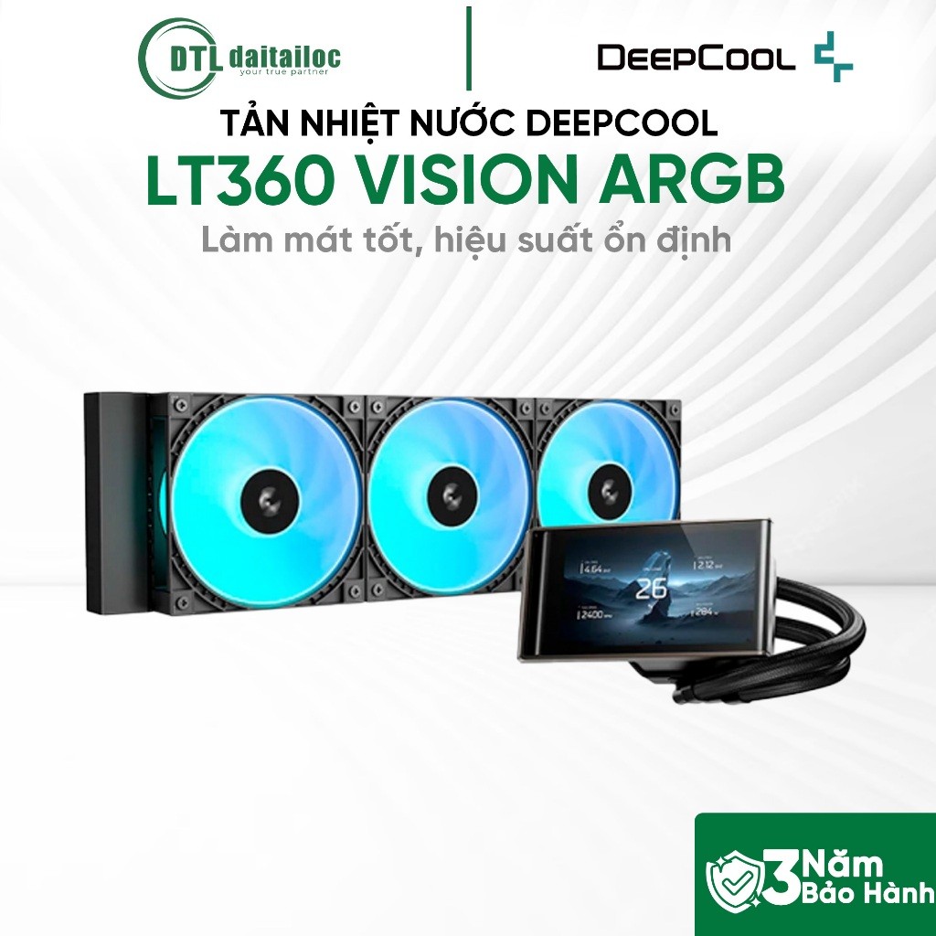 Tản nhiệt Nước Deepcool LT360 VISION ARGB ĐEN | Chính hãng | Bảo hành 36 tháng