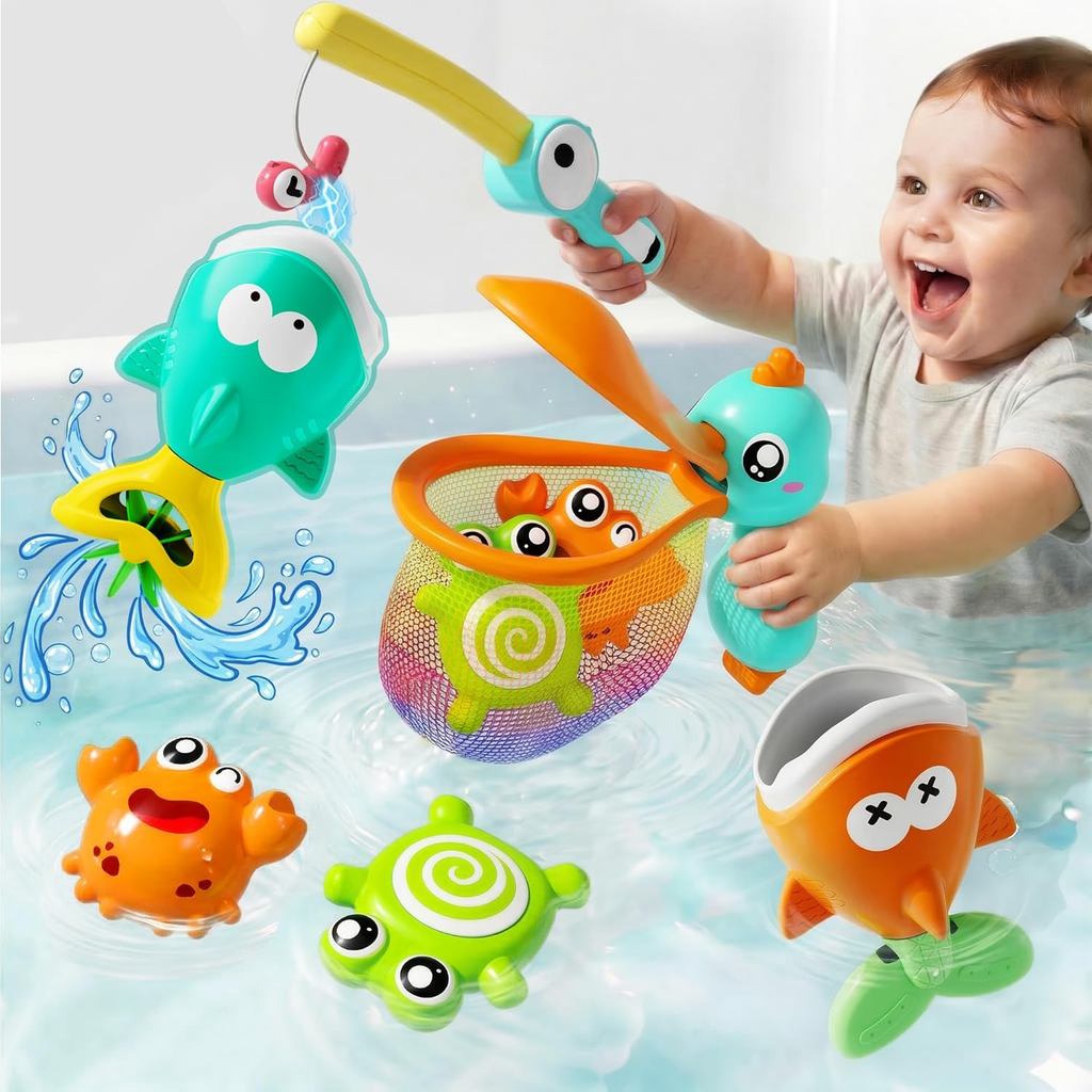 IPlay, iLearn Đồ chơi tắm câu cá cho bé, Bồn tắm tập đi Trò chơi câu cá từ tính W / Pole Net Fish Wa
