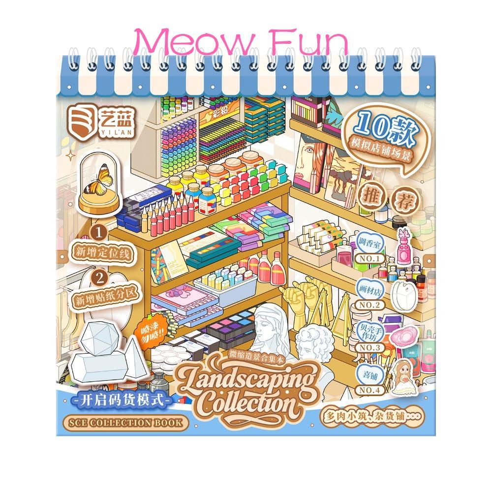 ALONGOF Sticker Book, Store Series 30 Tờ Mini Scene Sticker, Die-cut PET Minh họa tinh tế Cửa hàng C