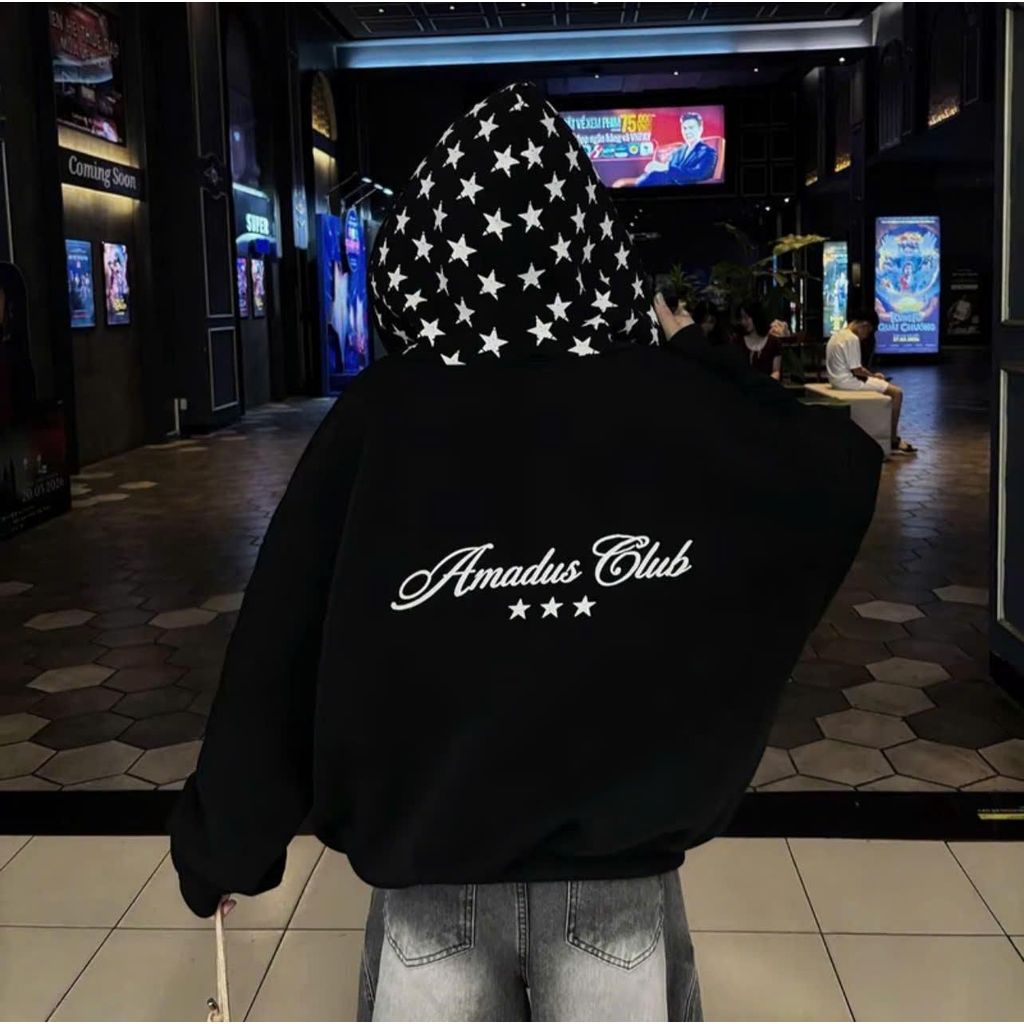 Áo Khoác Nam Nữ , Áo Hoodie Zip Form Dài Full Sao Amadus Club Phá Cách Đường Phố Tuổi Trẻ NCH Store