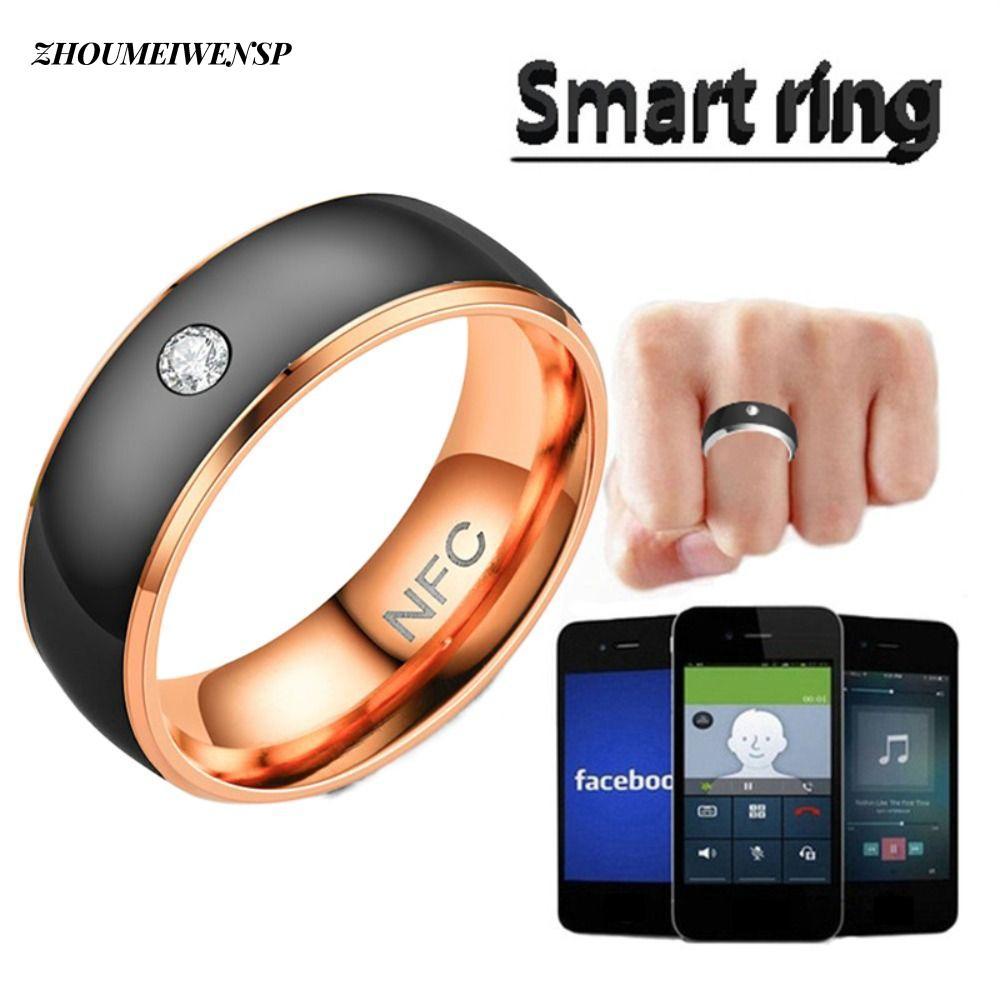 Nhẫn kỹ thuật số ngón tay ZHOUMEIWENSP, Nhẫn thông minh NFC đa chức năng bằng thép không gỉ, Kết nối
