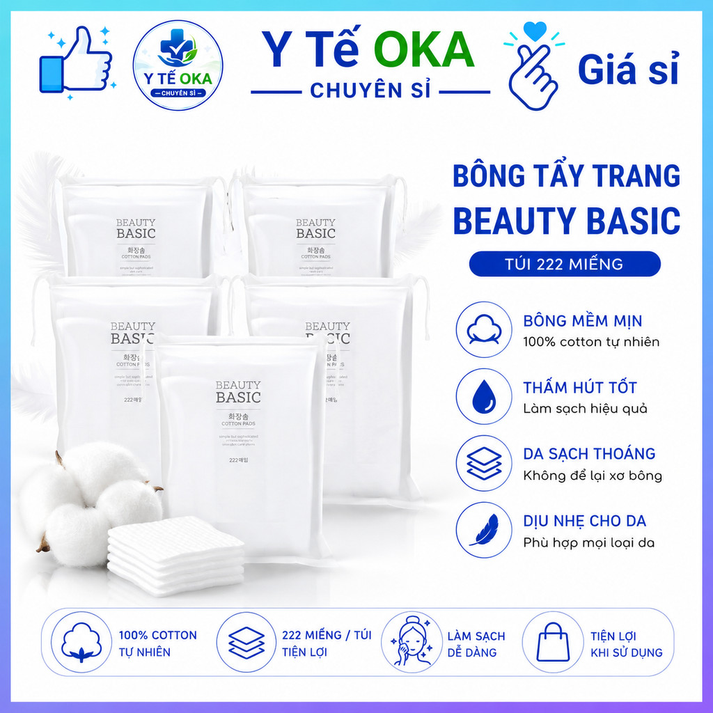 COMBO Bông Tẩy Trang Emart 222 Miếng , Y TẾ OKA CHUYÊN SỈ