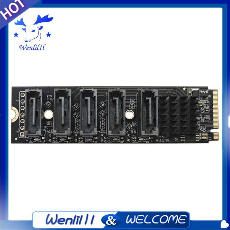 Thẻ mở rộng M.2 NVMe sang 5 cổng SATA 3.0 JMicron JMB585 Bộ điều khiển Chip M2 Key-M sang SATA3.0 Bộ
