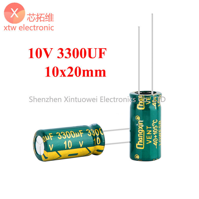 (20 Cái) Tụ Điện Phân Nhôm 10V3300UF 10x20mm Màu Xanh Lá Cây Cao Tần Số Thấp Tụ Điện 3300UF 10V