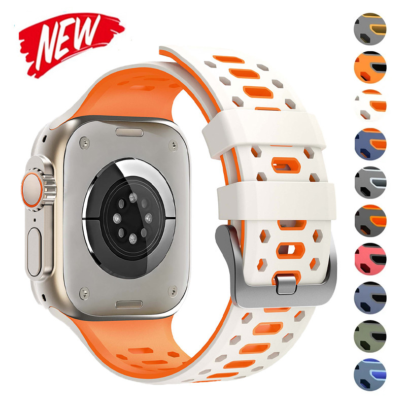 Dây đeo silicon tương thích cho Apple watch Ultra 3 2 49mm Series11 10 46mm 9 8 7 6 SE 44mm 45mm 46m