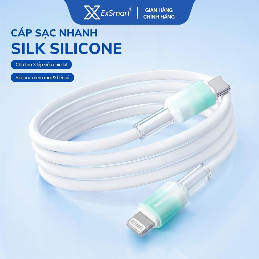 ExSmart Cáp Sạc Nhanh Nexsmart Silicone Silk Pro Mềm Như Lụa Chạm Là Mê Chống Rối Tuyệt Đối Chịu Lực
