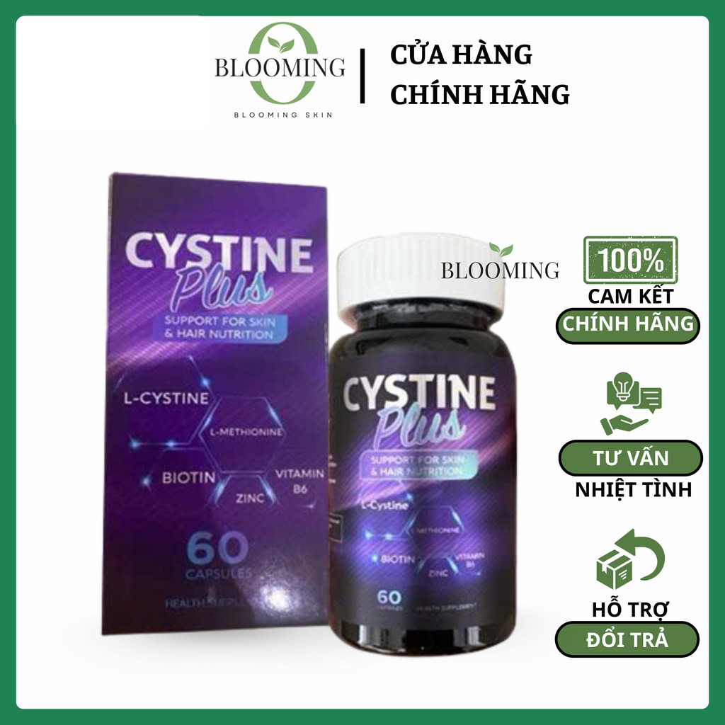 Viên uống Cystine Plus hộp 60 viên Giảm mụn, ngăn rụng tóc, làm đẹp da, sáng da, chắc móng