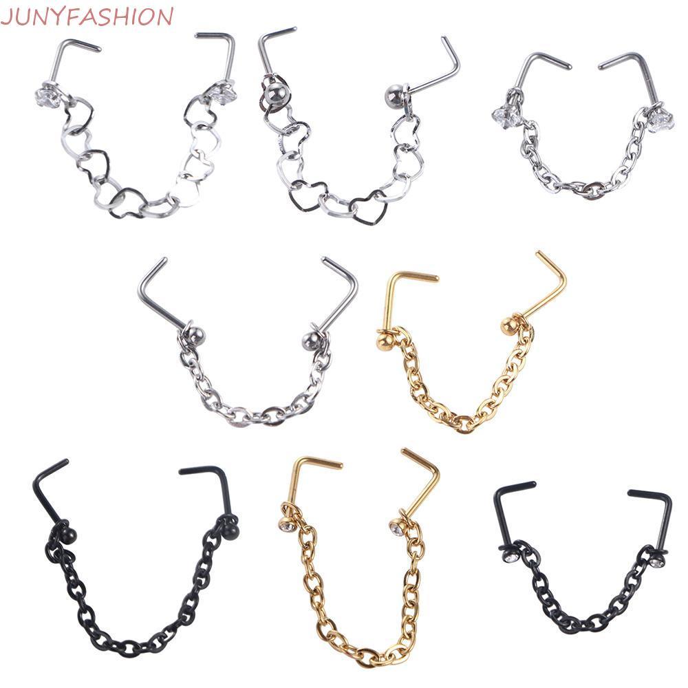 JUNYFASHION Mũi Xuyên Nhẫn Đảng Thanh Punk Tình Yêu Trái Tim Dây Chuyền Vòng Tròn Bông Tai Xuyên Sep