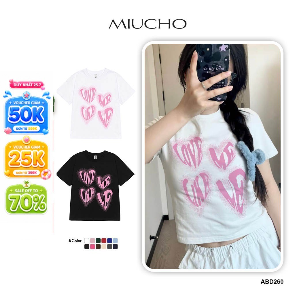 Áo baby tee ABD260 Miucho vải cổ tròn in graphic