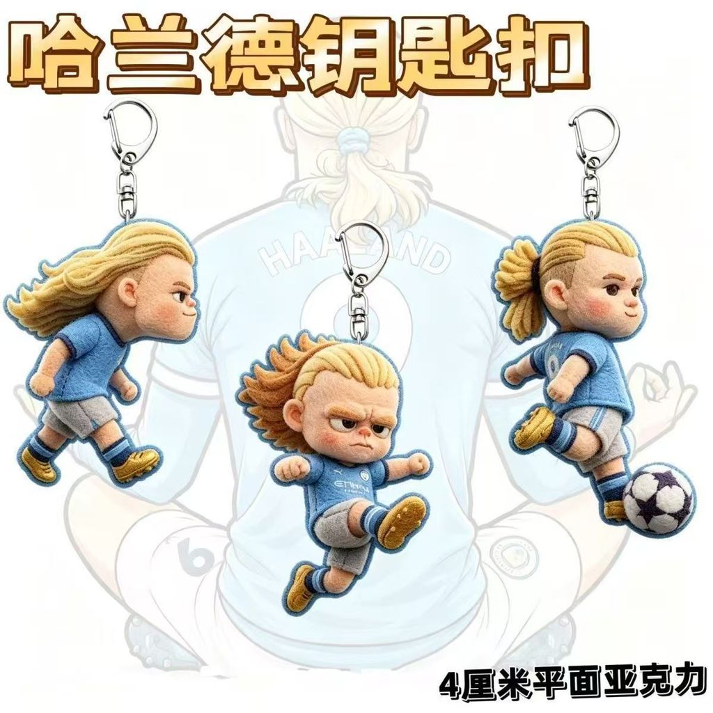 Erling Haaland Hoạt Hình Dễ Thương Acrylic Móc Khóa Fanmade Bóng Đá Ba Lô Túi Quyến Rũ Học Sinh Bạn 
