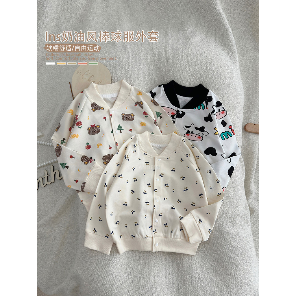 Trẻ Em Nguyên Chất Cotton Đồng Phục Bóng Chày Áo Bé Trai Bé Gái Áo Đi Chơi Quần Áo Bé Gái 0-5 Tuổi B