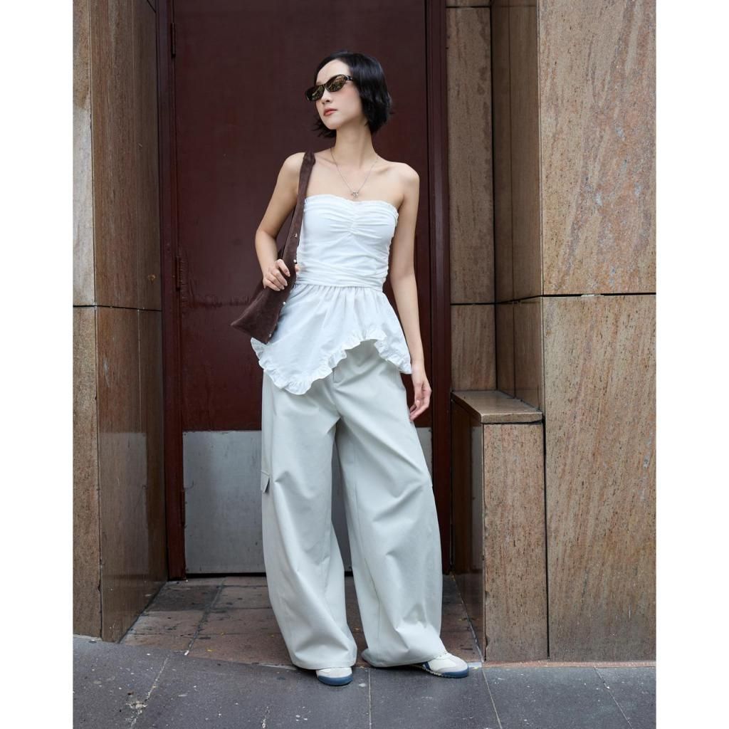 Quần dài kaki nữ ống cong THE C.I.U, quần barrel pants túi hộp lưng cao form rộng – Eden Pants