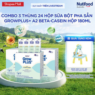 [Livestream KOL] Combo 3 x Thùng 24 hộp sữa bột pha sẵn GrowPLUS+ Đạm A2 Beta-Casein Hộp 180ml