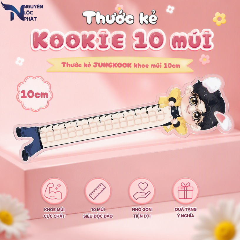 Thước kẻ KOOKIE 10 MÚI - thước kẻ JUNGKOOK khoe múi 10cm