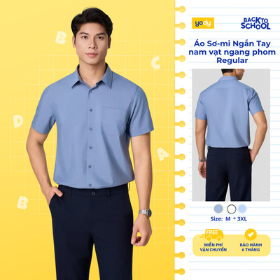 Áo Sơ-mi nam YODY Áo Ngắn Tay nam vạt ngang phom regular, có túi TRA MOSS26A011