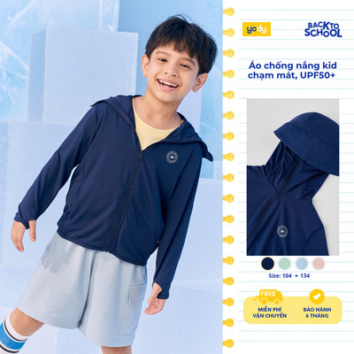 Áo khoác chống nắng kid YODY basic bảo vệ da bé cản tia UV, nhẹ mát, thoải mái KCSJ26A002