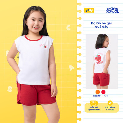 Bộ đồ trẻ em YODY set áo quần kid vải cotton thoáng mát, in hình GCST26S005
