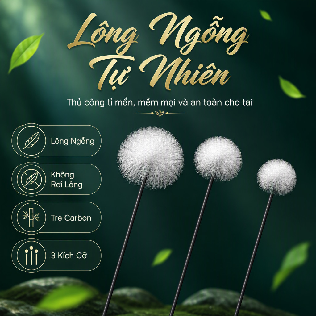Que lấy ráy tai lông ngỗng gia cố tre carbon Que lấy ráy tai chuyên dụng bộ công cụ vệ sinh Tai sạch