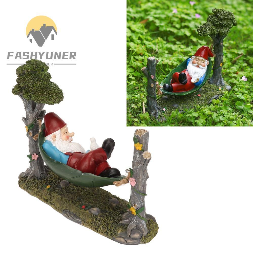 FASHYUNER Garden Gnome Figurine, Treo Nhựa Võng Tượng Gnome, Tượng Ngoài Trời Xanh Lùn Hình Gnome Sâ