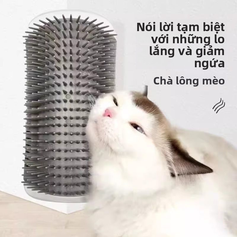 Wall Corner Cat Self Groomer Massage Brush With Catnip Remove Floating Hair Pet Toy