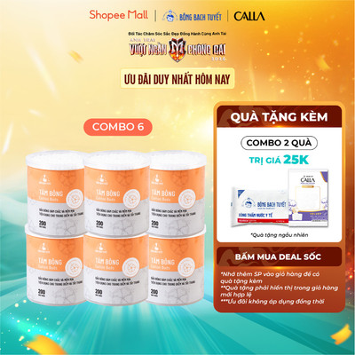 Combo 6 Hộp tăm bông Bông Bạch Tuyết người lớn (200 que/hộp tròn)