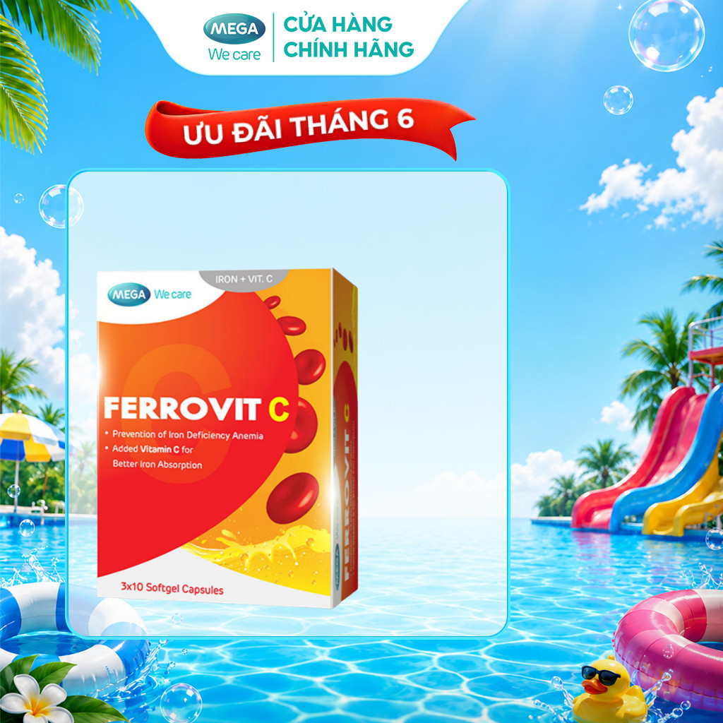 TPBVSK Viên uống giúp hỗ trợ giảm nguy cơ và triệu chứng thiếu máu do thiếu sắt FERROVIT C Mega We C