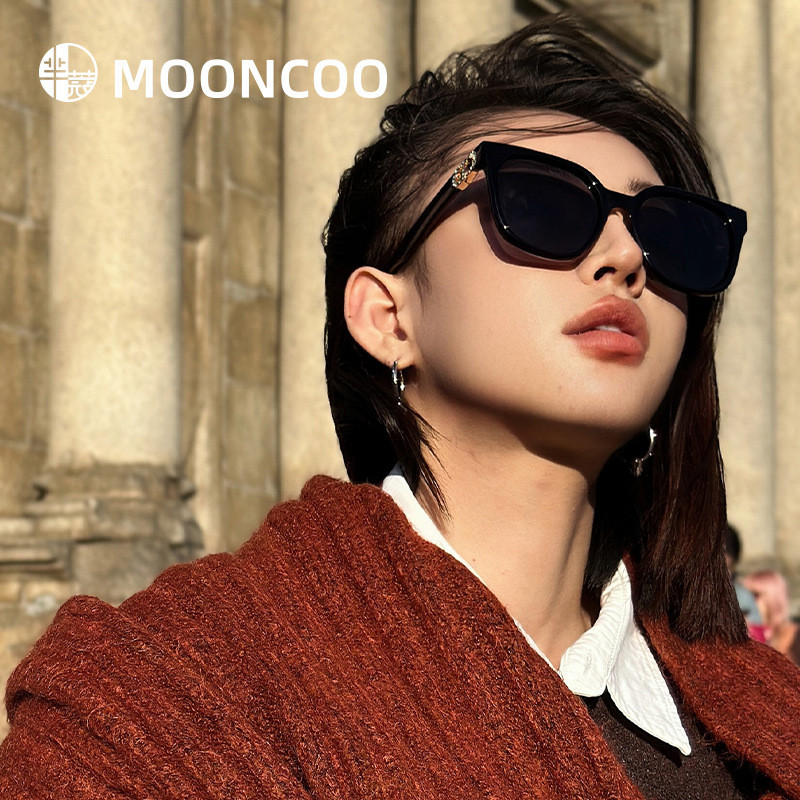 NGF1 MOONCOO Korean-style square polarized sunglasses for women, suitable for square and round faces
