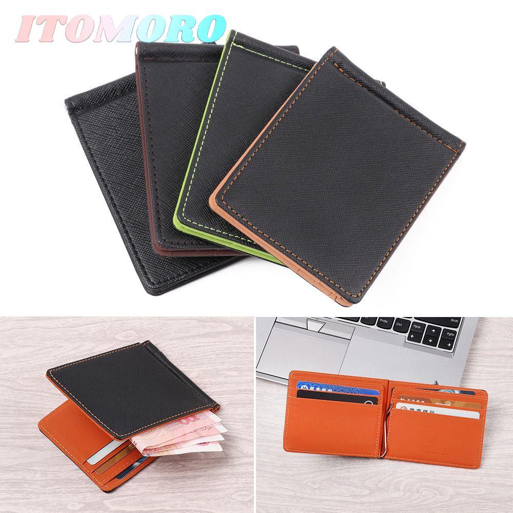Ví nam ITOMORO Slim PU Leather Sollid Thin Wallet Thẻ ID