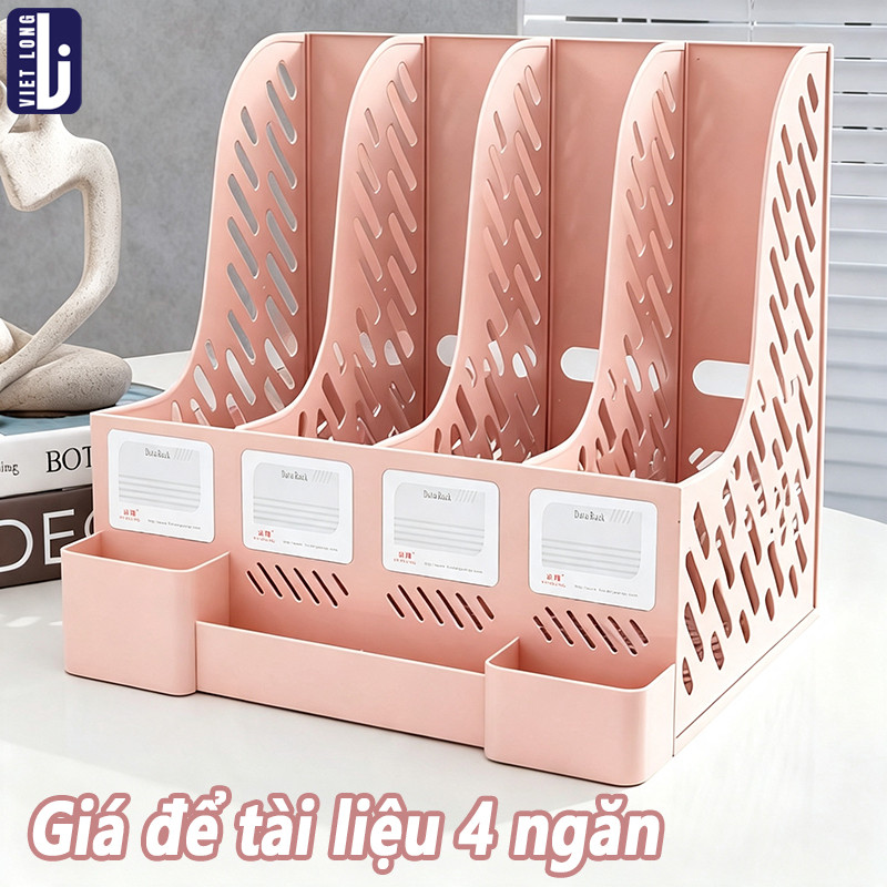 Kệ Đựng Tài Liệu 4 Ngăn Nhựa Cao Cấp Để Bàn A4 – Kệ Đựng Sách Vở Gọn Gàng, Màu Pastel Sang Trọng