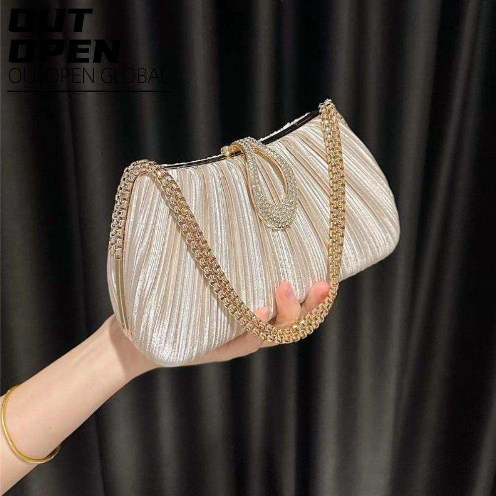 Túi xách OUTOPEN Sequin, Túi xách dự tiệc khóa sequin vàng, lót Nylon Túi ly hợp sequin sáng bóng