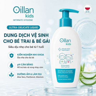 Dung Dịch Vệ Sinh Cho Bé OILLAN KIDS INTIMATE  Hỗ Trợ Làm Sạch Dịu Nhẹ,  An Toàn Trên Da Cho Bé Từ 1 Tuổi 300ml/Chai