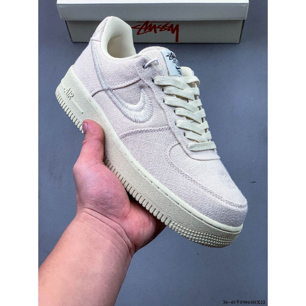 Stussy x AF1 '07 màu trắng mát mẻ cổ thấp OFF-WHITE giày thể thao đế khí nam giày nữ