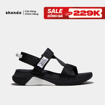 Giày Sandal Nam Nữ Shondo F7R Quai Chéo Thể Thao Đen Phối Trắng Quai Đen F7R1010