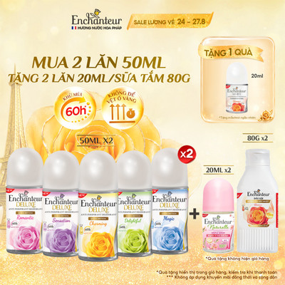 [SIÊU TIẾT KIỆM] Combo 2 Lăn khử mùi Enchanteur hương nước hoa Pháp tinh tế, không để lại vệt ố vàng 50ml