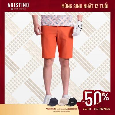 Quần Short Âu Nam Aristino, màu Cam Nổi Bật bền màu, Phom dáng Thể thao mỏng nhẹ Co Giãn ASOG12AS4