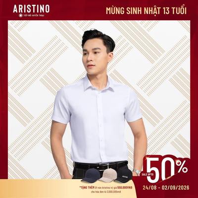 Áo sơ mi ngắn tay ARISTINO slim fit thiết kế tà lượn tinh tế ASSR29