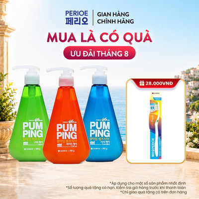 [CHÍNH HÃNG ĐỘC QUYỀN] Kem Đánh Răng PERIOE Pumping 285g, dạng vòi tiện lợi, làm sạch mảng bám, cho hơi thở thơm mát