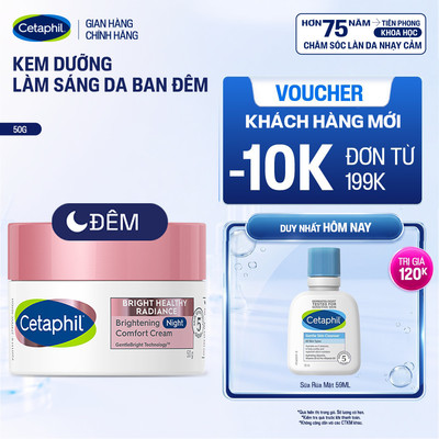 Kem dưỡng ẩm sáng da ban đêm dịu lành cho da nhạy cảm CETAPHIL BRIGHT HEALTHY RADIANCE NIGHT CREAM 50G
