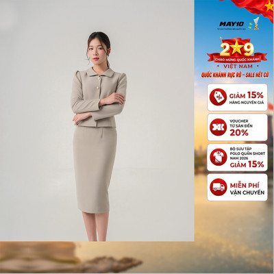 Bộ áo khoác váy nữ May 10 mã 24350TD VG091