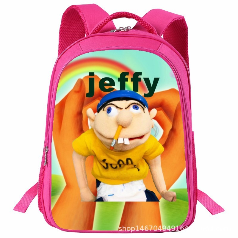 Ba lô in hình màu hồng jeffy. Túi đi học hai lớp.13 / 16 inch. Dành cho học sinh tiểu học. Ba lô du 