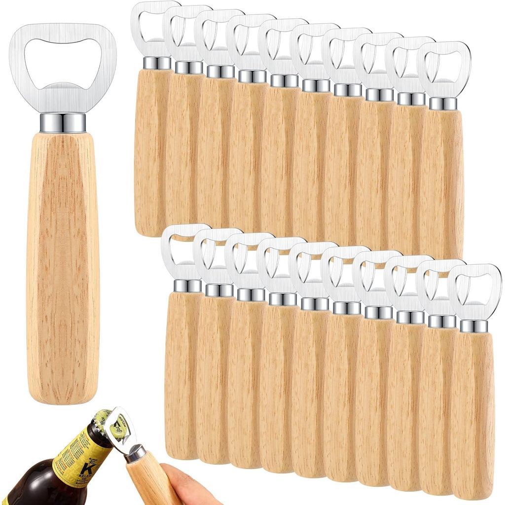 20 Gói Tay Cầm Gỗ Dụng Cụ Mở Chai Inox Khắc Bia Cider Dụng Cụ Mở Rượu ChoBar