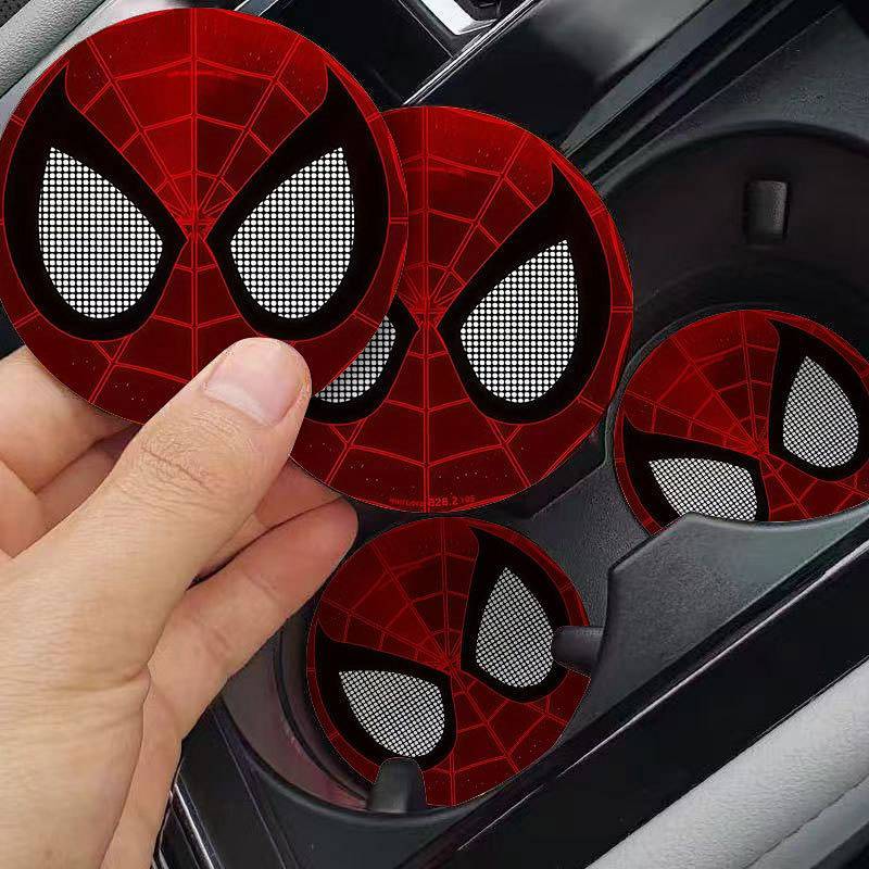 Spider-Man MARVEL Car Coaster Door Slot Storage Pad Sub Car Interior Accessory Cartoon Car Non-Slip 
