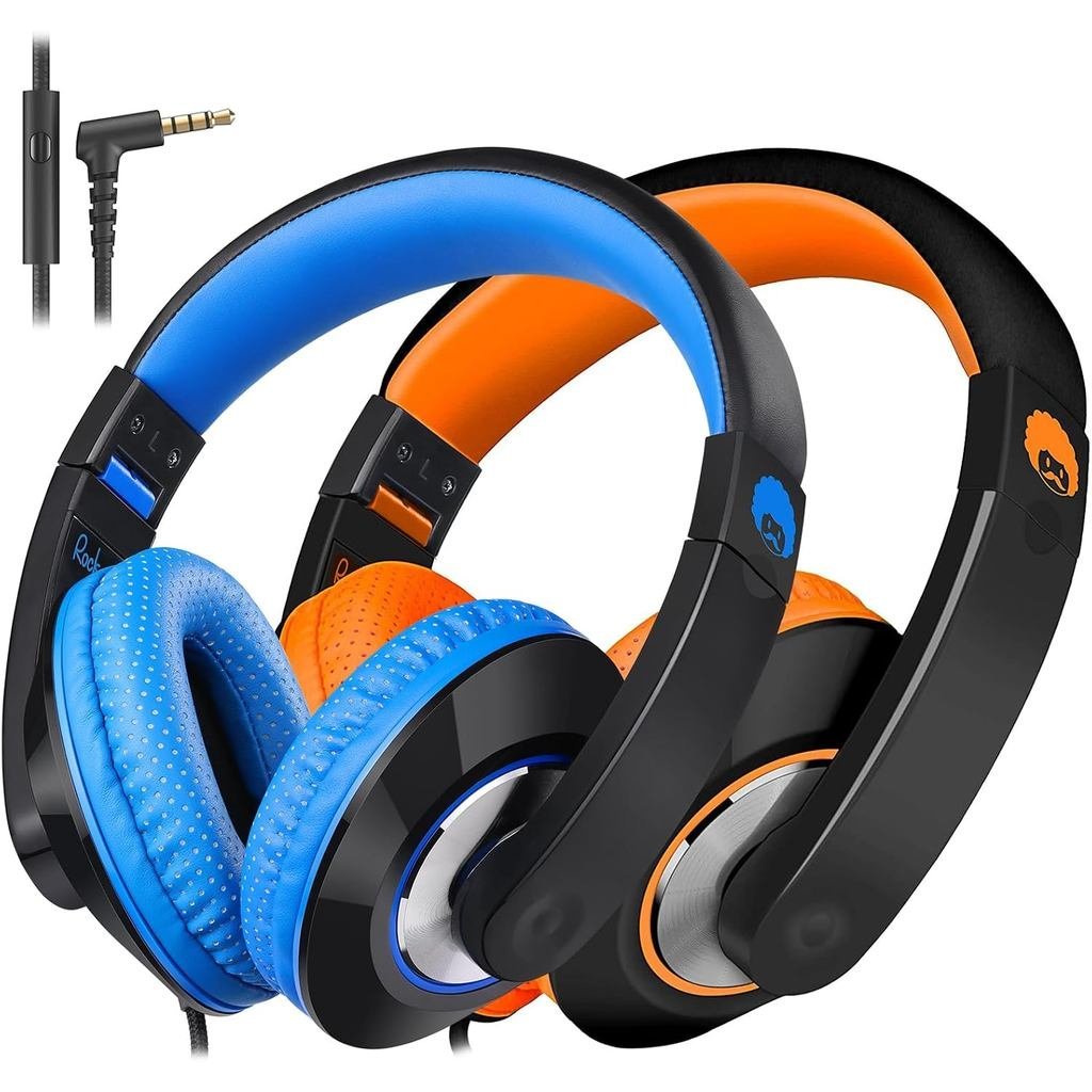 rockpapa Comfort+ Kids Headphones with Microphone, Boys Girls Student Over-Ear Headphones Wired Fold