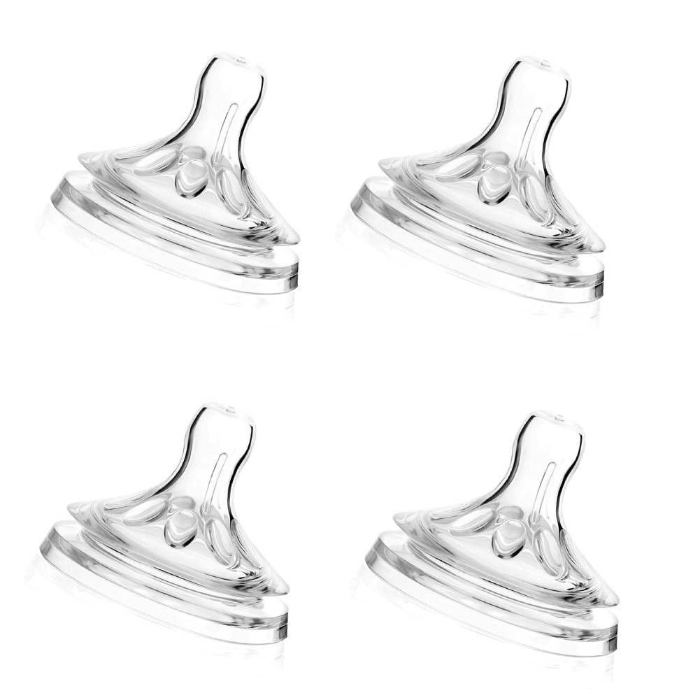 Baby Bottles Nipples,4 PCS Transparent Soft Silicone Baby Bottles Nipples for 6 to 12 Month Old Infa